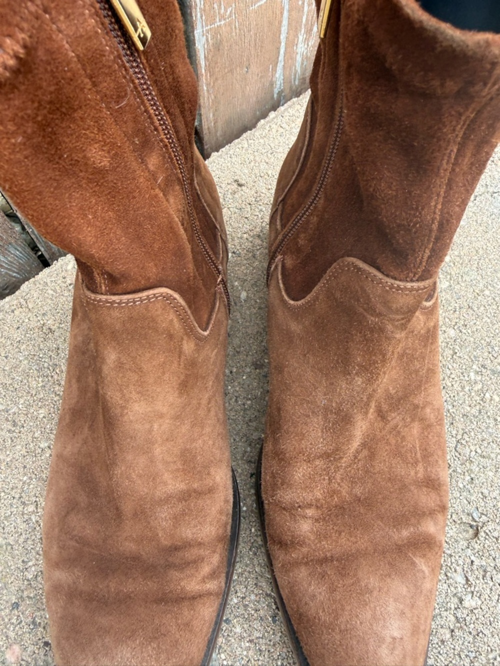 Aquatalia Women’s Brown Leather Sock Ankle Boot Side Zip Almond Toe Size 7 - Picture 3 of 15